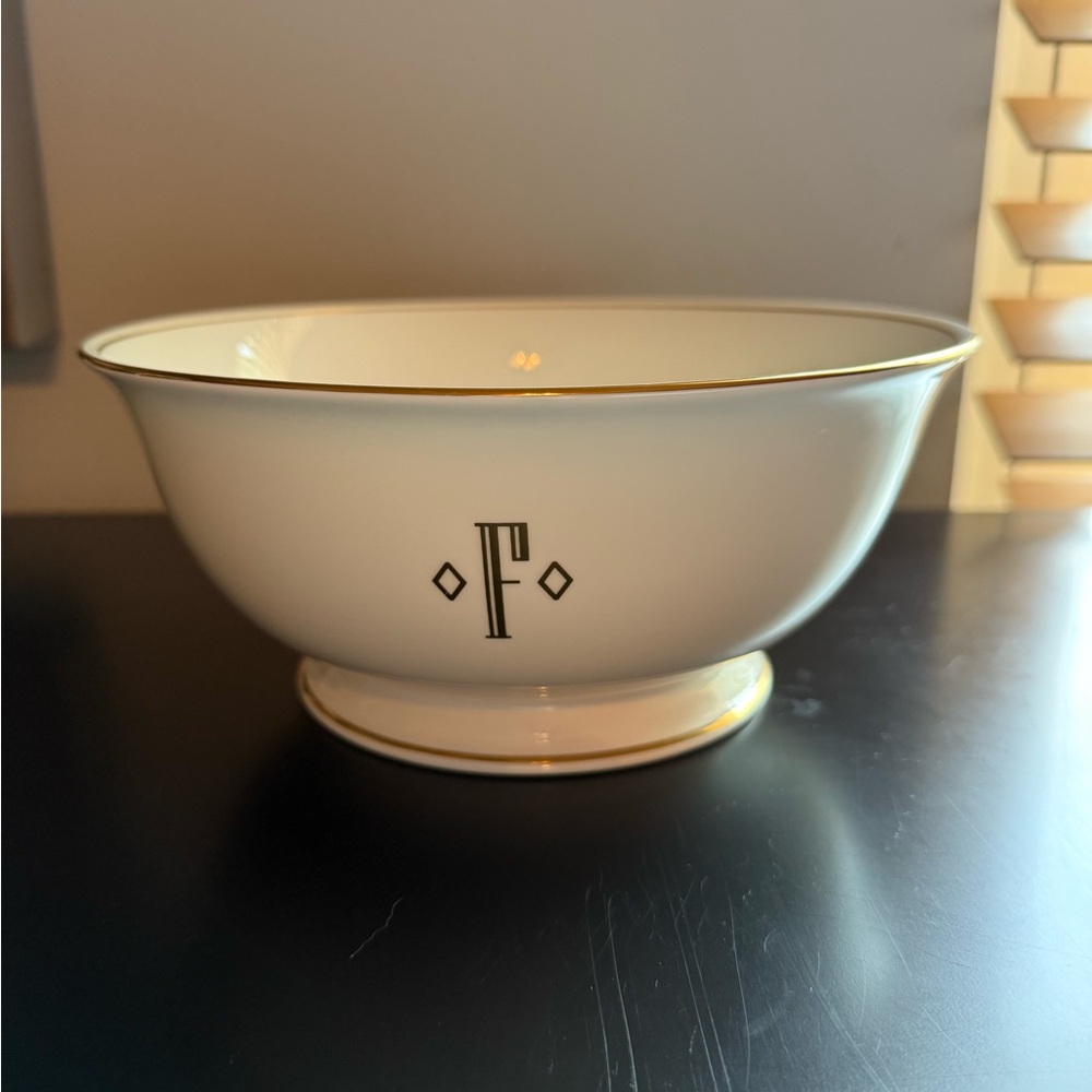 Lenox Federal Gold Serving Bowl - Block Monogrammed with an F